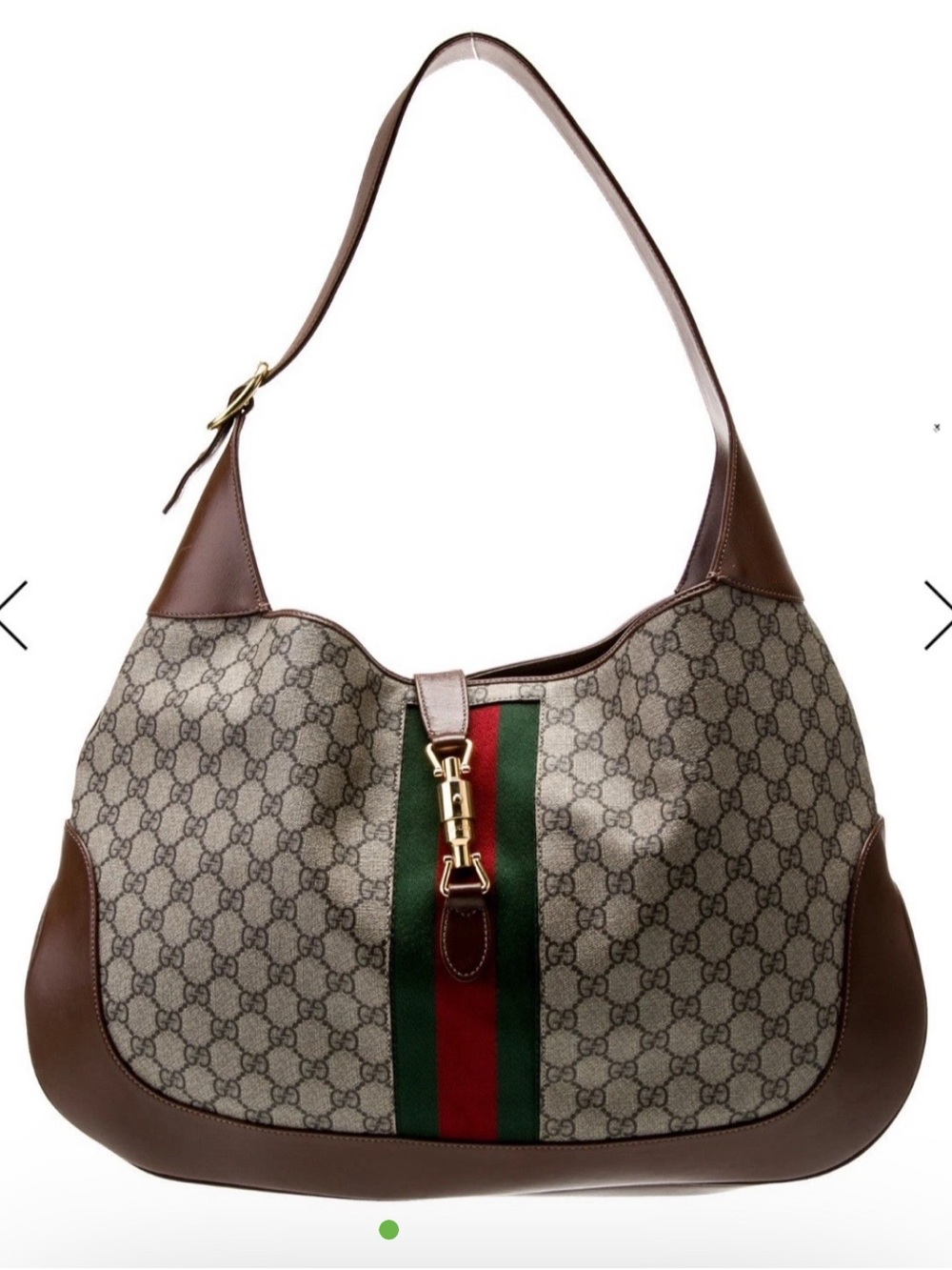 Gucci Brown GG Canvas Shoulder Bag with Green and Red Web